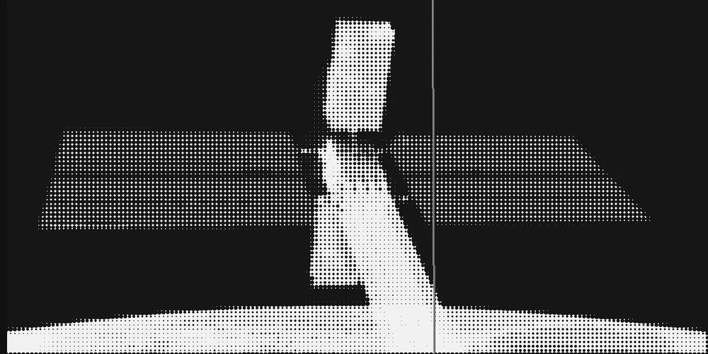 Halftone photocopy of a satellite beaming power down to Earth